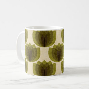 Retro grönt tulip-blommor kaffemugg