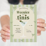 Retro Grönt Weenies och Tinis Bachelorette Inbjudningar<br><div class="desc">Retro Grönt Stil Weenies och Tinis party,  Martini-Thed Bachelorette Investigation,  Olive Martini</div>