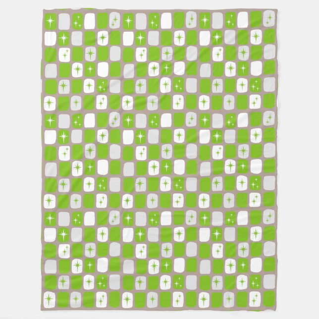 Retro Grönt & White Starburst Fleece Blanket (Framsidan)