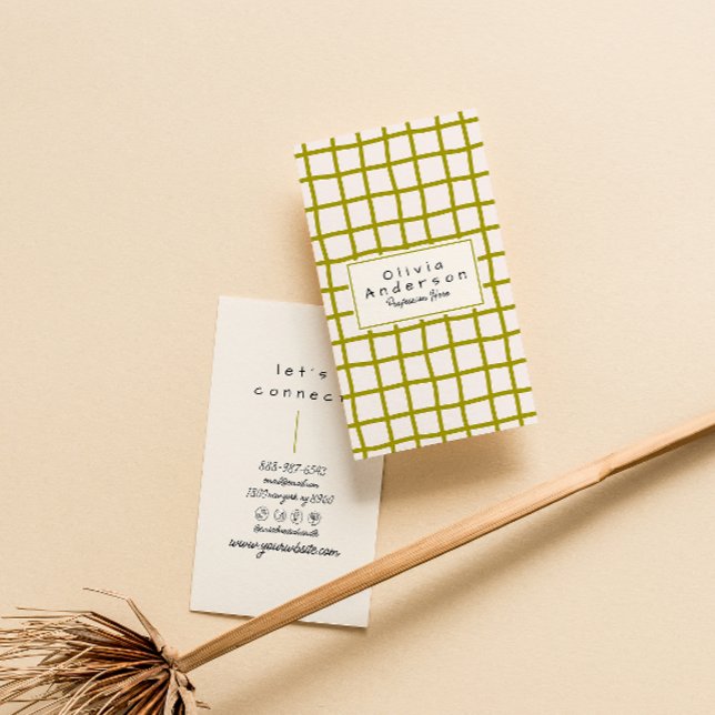 Retro-Grönten Vågigt Boho-Funkyn för Trendiget Kon Visitkort (Skapare uppladdad)