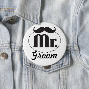 Retro Groom Bröllop Badge Knapp