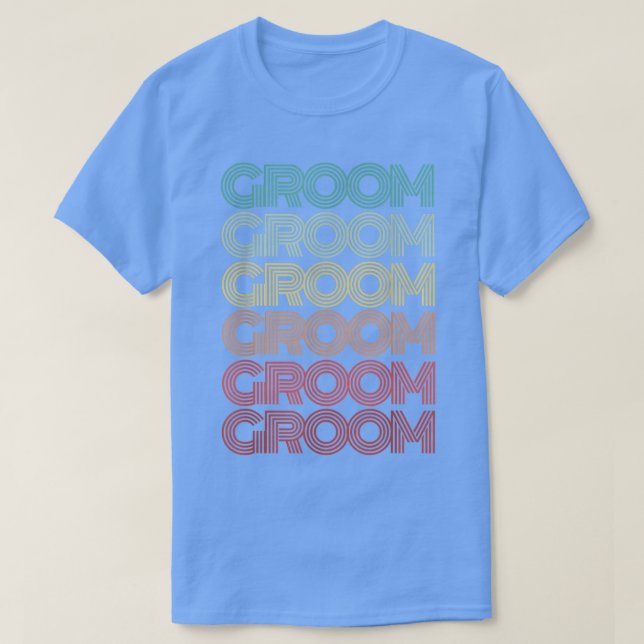 Retro GROOM Brudens sida Groovy Bröllop Squad Fami T Shirt (Design framsida)