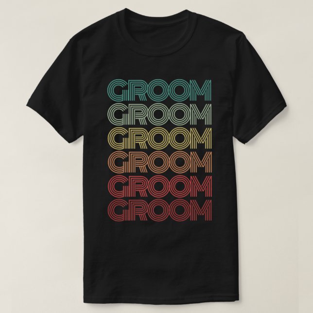 Retro GROOM Brudens sida Groovy Bröllop Squad Fami T Shirt (Design framsida)