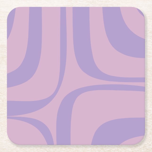 Retro Groove Abstrakt Lila Lavender Lilac Underlägg Papper Kvadrat (Framsidan)