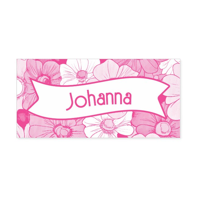 Retro Groove Blommigt Namn Self Inking Rubber Frim Självfärgande Stämpel (Design)