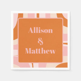 Retro Groove Modern minimal Rosa och Orange Pappersservett