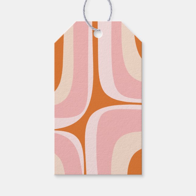 Retro Groove Rosa och Orange Abstrakt Mönster Presentetikett (Framsidan)