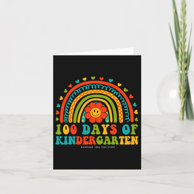 Retro Groovy 100 dagar av Kindergarten Teacher Kid Kort (Framsida)