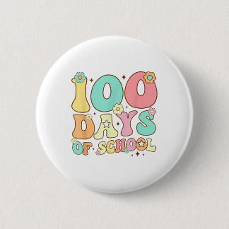 Retro Groovy 100 dagar Lycklig 100-dagarsdag i sko Knapp