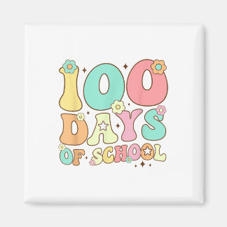Retro Groovy 100 dagar Lycklig 100-dagarsdag i sko Magnet