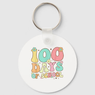 Retro Groovy 100 dagar Lycklig 100-dagarsdag i sko Nyckelring