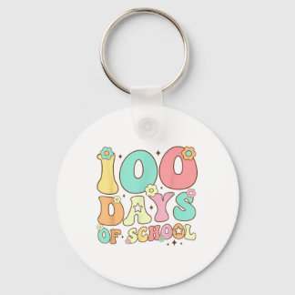 Retro Groovy 100 dagar Lycklig 100-dagarsdag i sko Nyckelring