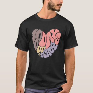 Retro Groovy 100 dagar med skolhjärta Lycklig 100  T Shirt