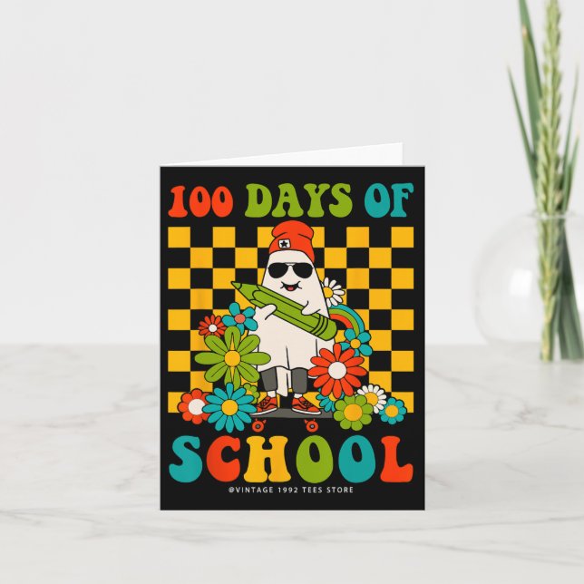 Retro Groovy 100 dagars ledighet för skollärare Ki Kort (Framsida)