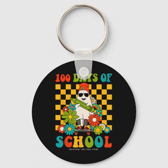 Retro Groovy 100 dagars ledighet för skollärare Ki Nyckelring (Framsida)