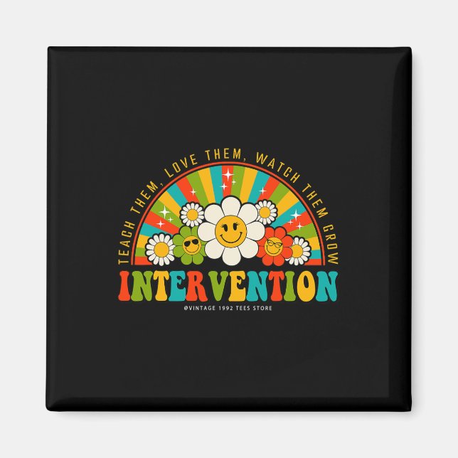 Retro Groovy 100 dagars skollärarintervention Magnet (Framsidan)