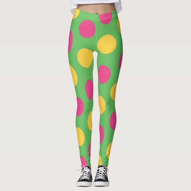 Retro Groovy 1960-talet Mod Mönster Leggings (Framsida)