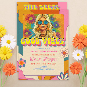 Retro Groovy 1960s möhippa Weekend Itinerary Inbjudningar