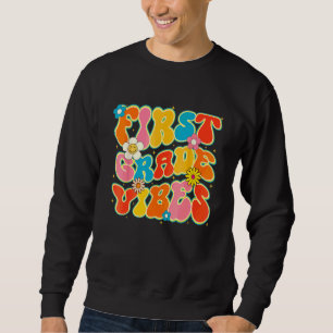 Retro Groovy 1:a klass tillbaka till skolan barn F Lång Ärmad Tröja