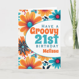 Retro Groovy 21:a födelsemeddelande Kort