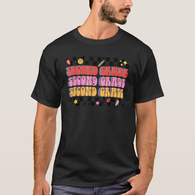 Retro Groovy 2:a Klass-Klass-läraren tillbaka T T Shirt (Framsida)