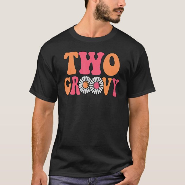 Retro Groovy 2:a matchningsfamiljen 1:a födelsedag T Shirt (Framsida)