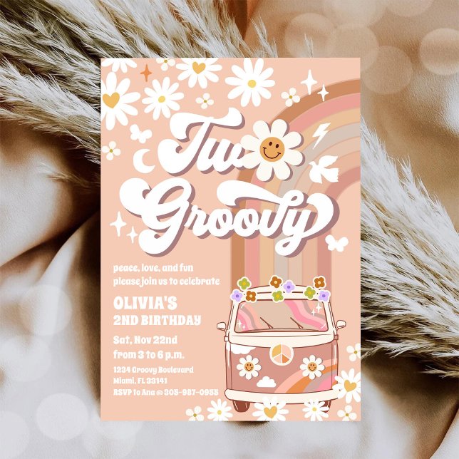 Retro Groovy 2-års inbjudan (Skapare uppladdad)