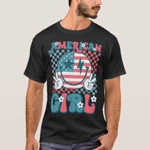 Retro Groovy 4:e juli Smile American Gir T Shirt