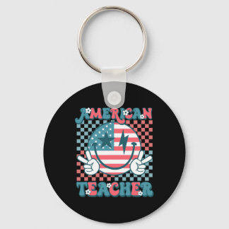 Retro Groovy 4:e juli Smile American Tea Nyckelring