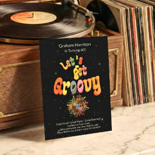 Retro Groovy 60-års Födelsedagsinbjudan Inbjudningar