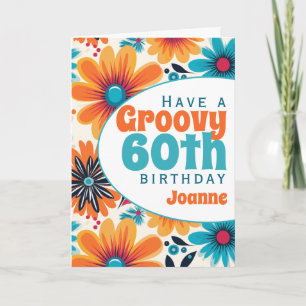 Retro Groovy 60:e födelsedagsblomman Kort