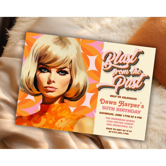 Retro Groovy 60-talets 70-talsinbjudan Inbjudningar (Skapare uppladdad)