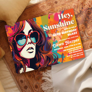 Retro Groovy 60-talets 70-talsinbjudan Inbjudningar