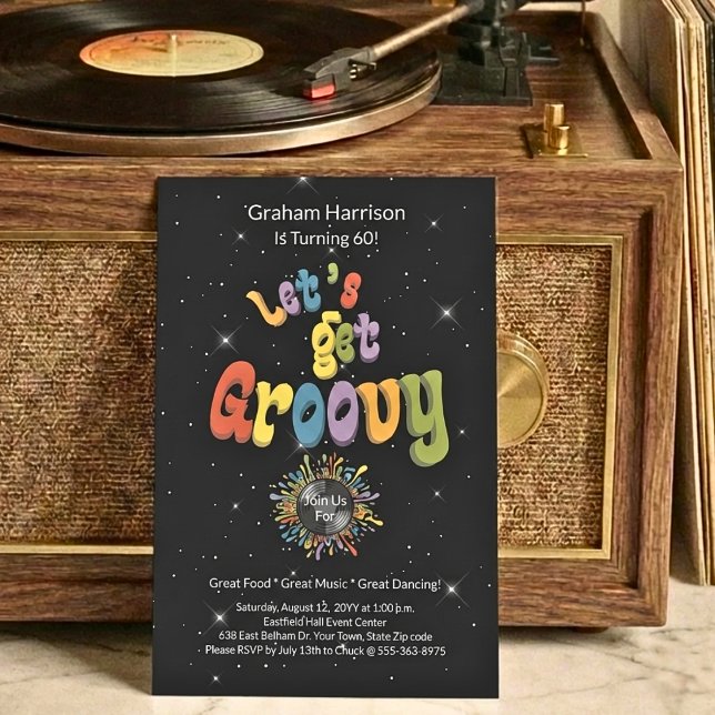 Retro Groovy 60th Birthday Invitation Inbjudningar (Skapare uppladdad)