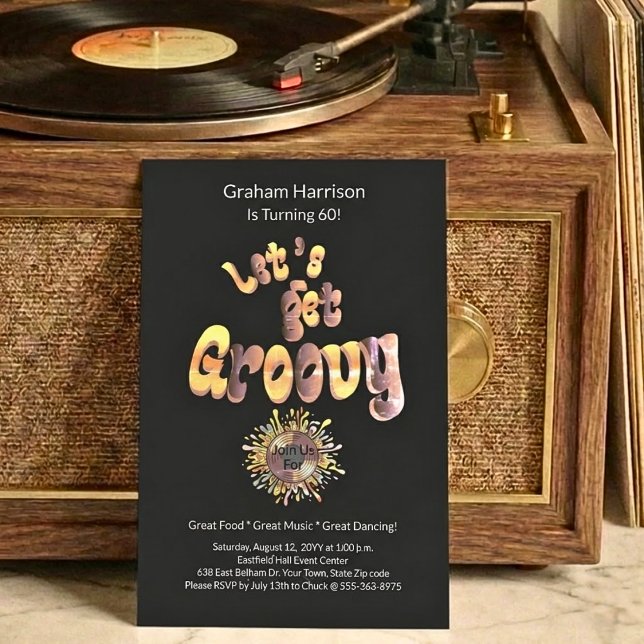 Retro Groovy 60th Birthday Invitation Inbjudningar (Skapare uppladdad)