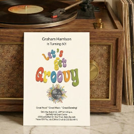 Retro Groovy 60th Birthday Invitation Inbjudningar