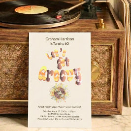 Retro Groovy 60th Birthday Invitation Inbjudningar