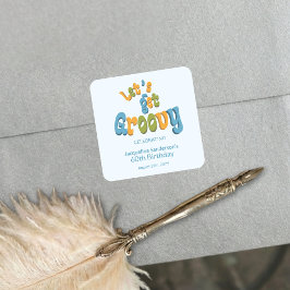 Retro Groovy 60th Birthday Party Envelope Seals Fyrkantigt Klistermärke