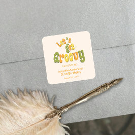 Retro Groovy 60th Birthday Party Envelope Seals Fyrkantigt Klistermärke
