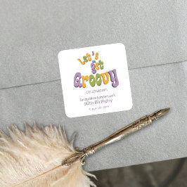 Retro Groovy 60th Birthday Party Envelope Seals Fyrkantigt Klistermärke
