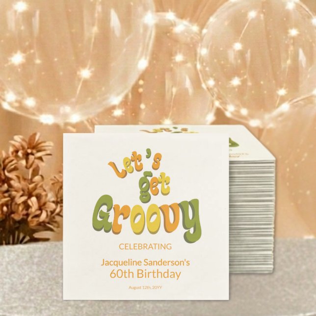 Retro Groovy 60th Birthday Party Pappersservett (Skapare uppladdad)