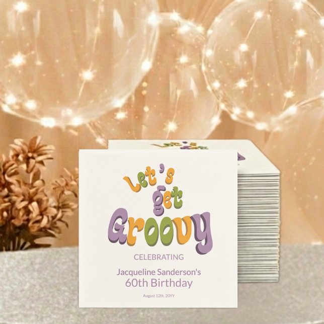Retro Groovy 60th Birthday Party Pappersservett (Skapare uppladdad)