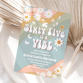 Retro Groovy 65-års födelsedagsinbjudan Inbjudningar