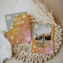 Retro Groovy 70:s bröllopsinbjudan