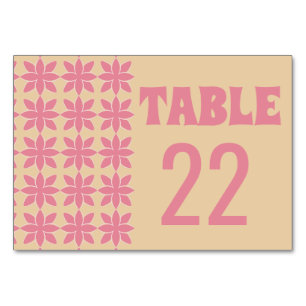 Retro Groovy 70:s fet typografi och rosa Bordsnummer
