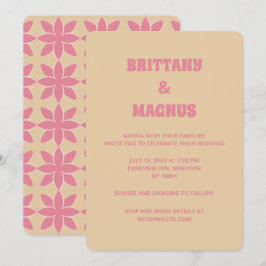 Retro Groovy 70:s fet typografi och rosa Inbjudningar