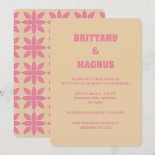 Retro Groovy 70:s fet typografi och rosa Inbjudningar