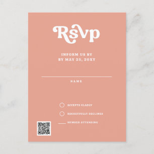 Retro Groovy 70-tal QR-OSA för akut Rosa Vykort