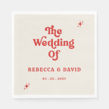 Retro Groovy 70-talet Cute Ivory Red Bröllop