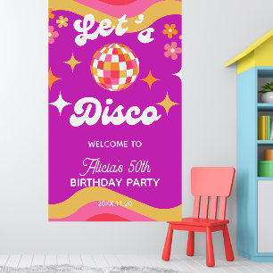 Retro Groovy 70-talet Låt oss Disco Birthday Välko Poster